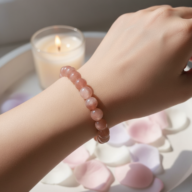 Natural Sunstone gemstone bracelet for abundance and vitality