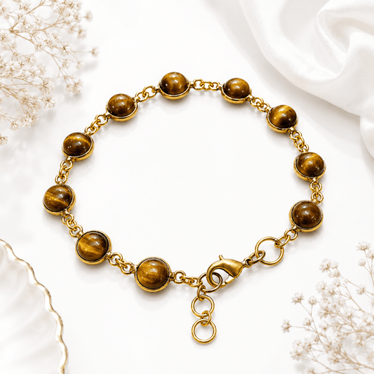 Tiger Eye Bracelet in Brass for Confidence, Protection & Success