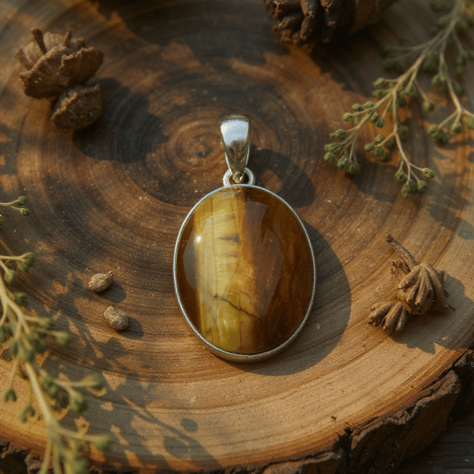 925 Sterling Silver Tiger’s Eye Pendant – Courage • Confidence • Protection