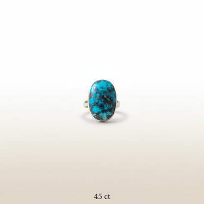 Turquoise crystal sterling silver ring for prosperity and good luck