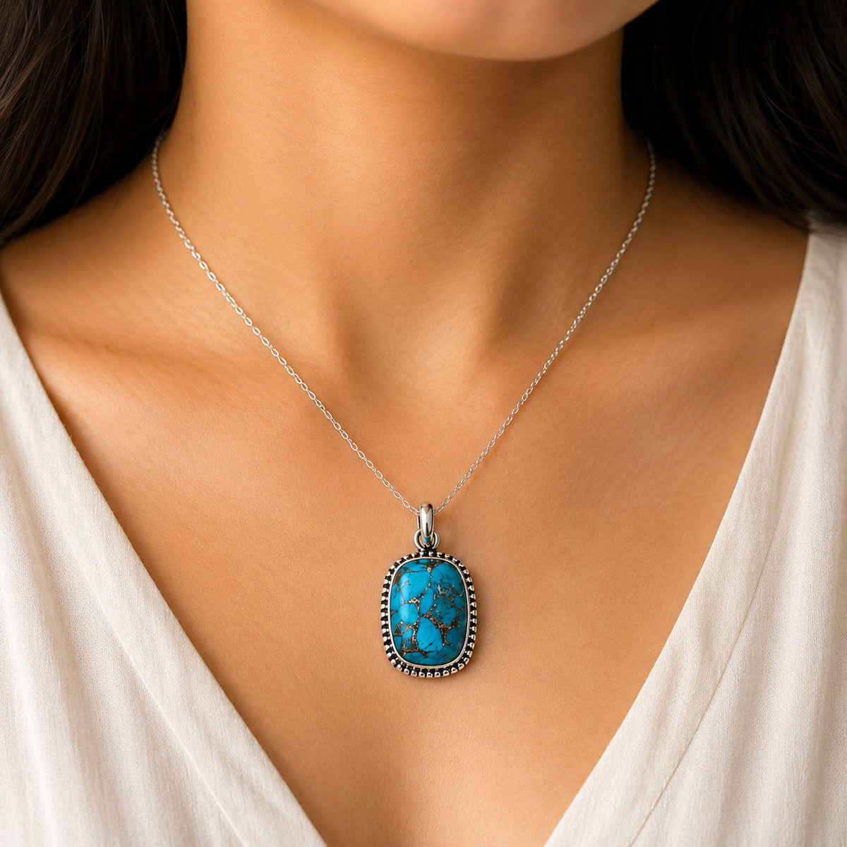 natural turquoise pendant for protection, positive energy and spiritual healing