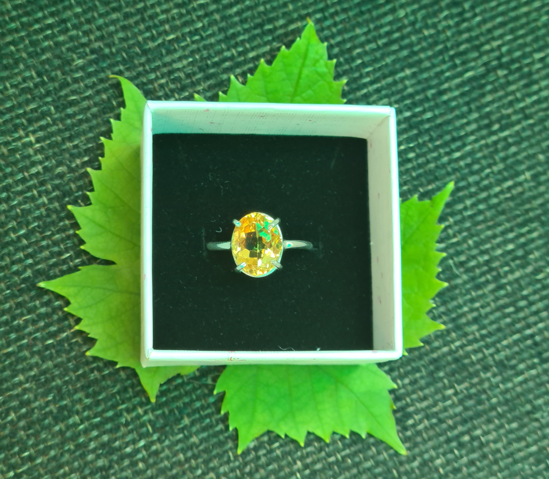 Citrine Diamond Cut Ring For Joy and Positivity