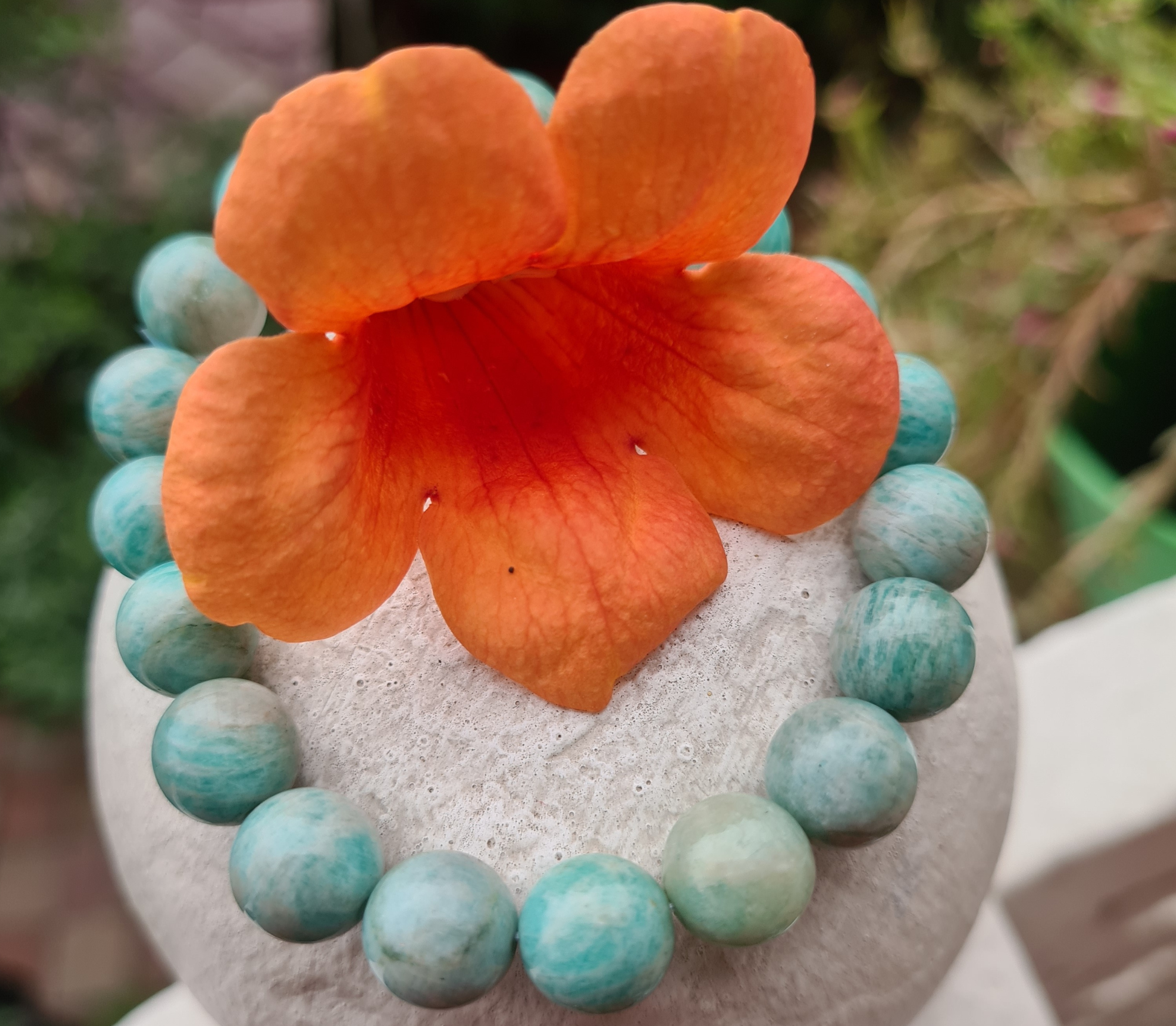 Amazonite Bead Bracelet with Silver Tone Charms - 10 mm-Wholesale